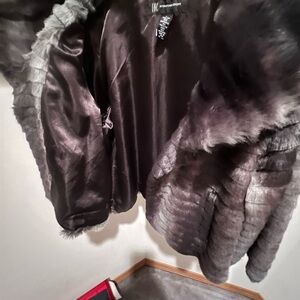 Inc international concept- Faux fur jacket grey size L
